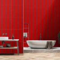 Cherry Red On Tomato Red Ultra Wide 4 Inch Stripes