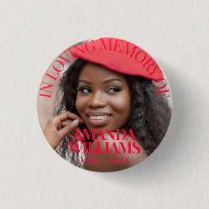 Cherry Red Personalised Photo Memorial 3 Cm Round Badge