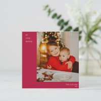 Cherry Red Photo Modern Square Merry Christmas