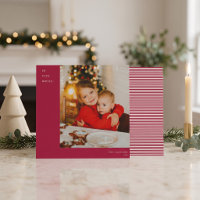 Cherry Red Photo Modern Square Merry Christmas