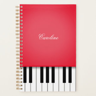 Cherry Red Piano Keyboard Personalised Music Planner