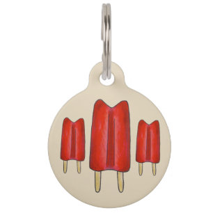 Cherry Red Popsicle Twin Pop Ice Lolly Lollies Pet Tag