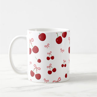 Cherry Red Ribbon Seamless Pattern Cute Fruit Desi Coffee Mug