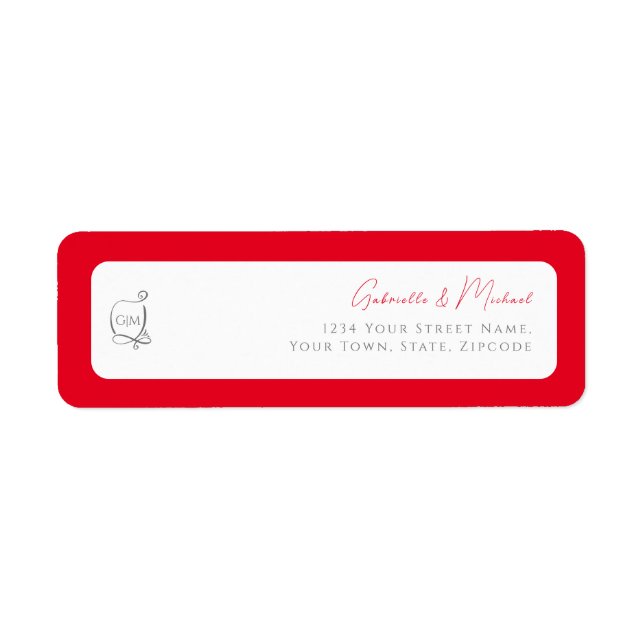 Cherry Red Simple Elegant Monogram Return Address  (Front)