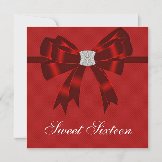Cherry Red Sweet Sixteen Birthday Party Invitation (Front)