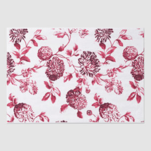 Cherry Red Vintage Floral Toile No.2 Tissue Paper