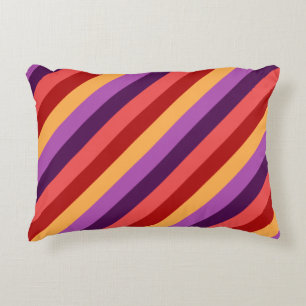 Cherry Red Violet Stripes Accent Pillow
