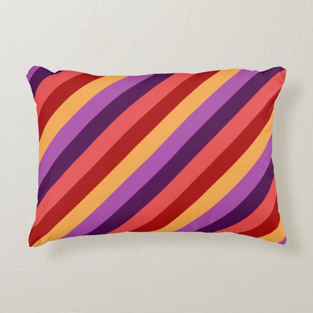 Cherry Red Violet Stripes Accent Pillow (Front)