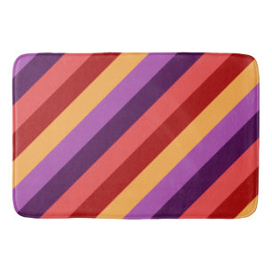 Cherry Red Violet Stripes Large Bath Mat