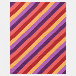 Cherry Red Violet Stripes Large Fleece Blanket