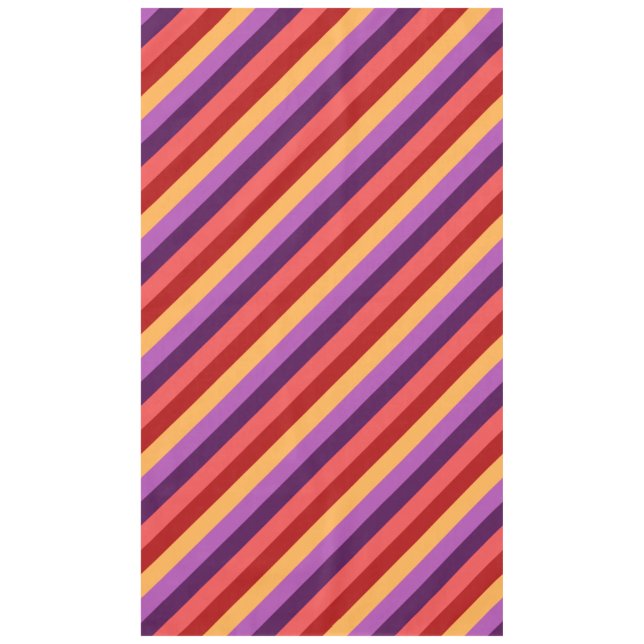 Cherry Red Violet Stripes Large Tablecloth (Front)
