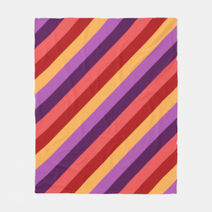 Cherry Red Violet Stripes Medium Fleece Blanket