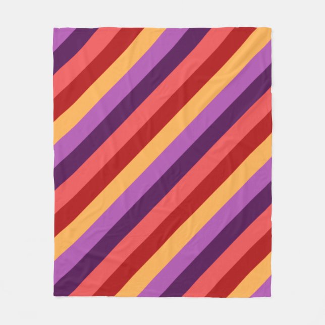 Cherry Red Violet Stripes Medium Fleece Blanket (Front)