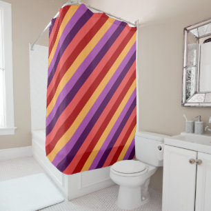 Cherry Red Violet Stripes Shower Curtain