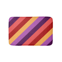 Cherry Red Violet Stripes Small Bath Mat