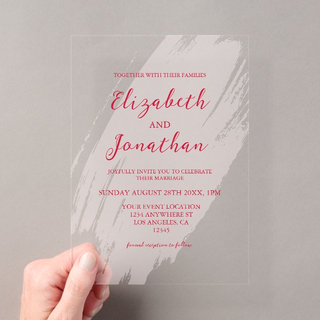 Cherry Red Wedding Acrylic Invitations (Insitu (Handheld))