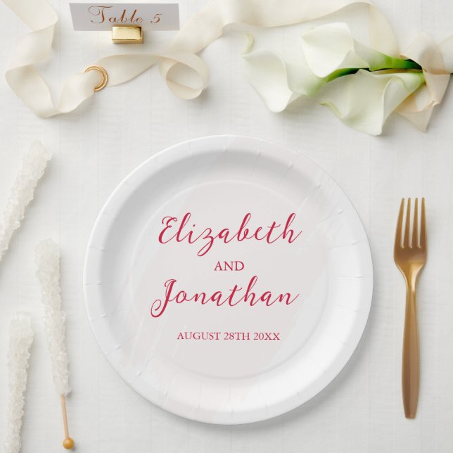 Cherry Red Wedding Paper Plate (Wedding)