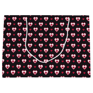 Cherry Red & White Double Hearts Patterned Large Gift Bag