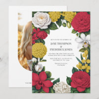Cherry Red, White & Gold Floral Wedding
