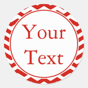 Cherry Red & White Sticker or Label w/ Custom Text