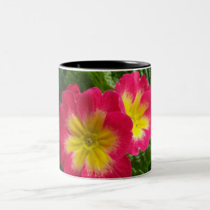 Cherry Red Yellow Primroses Two-Tone Coffee Mug