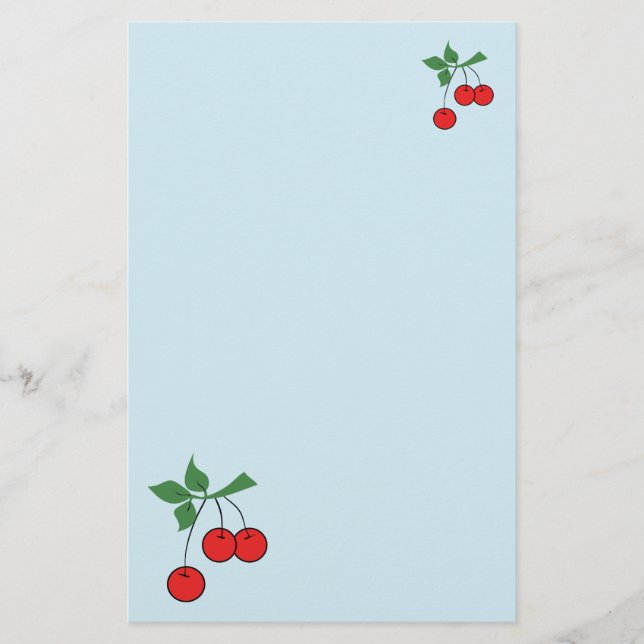 Cherry Retro Art Red Cherries Graphic Stationery (Front)