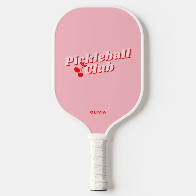 Cherry Retro Vibe Pink Pickleball Paddle (Front)