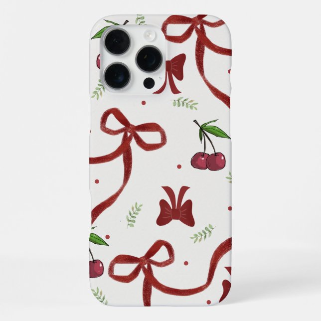 'Cherry Ribbon Coquette' iPhone 16 Pro Max Case (Back)