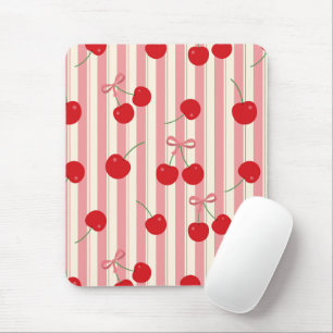 Cherry Ribbon Stripe Mouse Pad