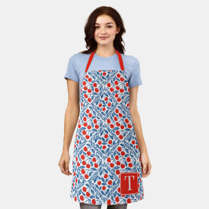 Cherry Rustic Farmhouse French Country Monogram Apron