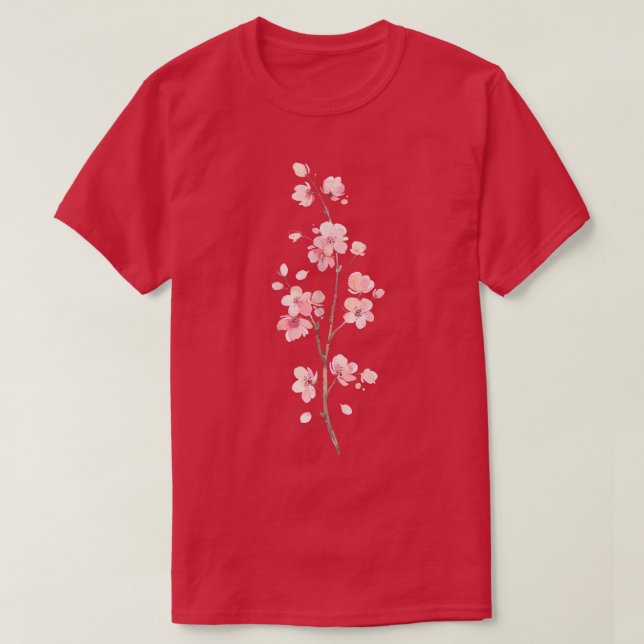 Cherry Sakura ~ Japanese Floral Spring Flower Pink T-Shirt (Design Front)