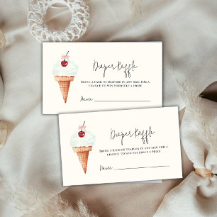 Cherry Scoop Ice Cream Diaper Raffle Baby Shower Enclosure Card