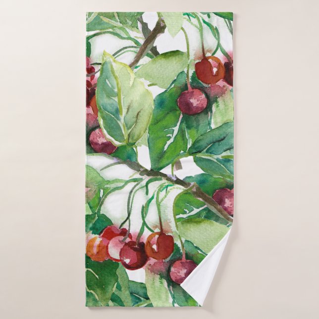 Cherry Seamless Pattern Bath Towel (Bath Towel)