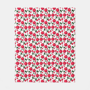 Cherry Seamless Pattern, Red Fruit Pattern, Fleece Blanket
