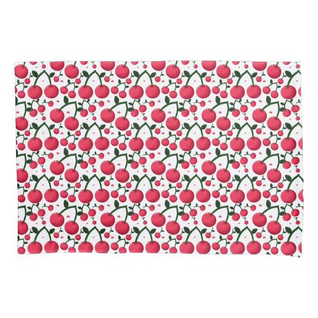 Cherry Seamless Pattern, Red Fruit Pattern, Pillowcase (Front)