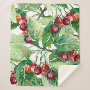 Cherry Seamless Pattern Sherpa Blanket