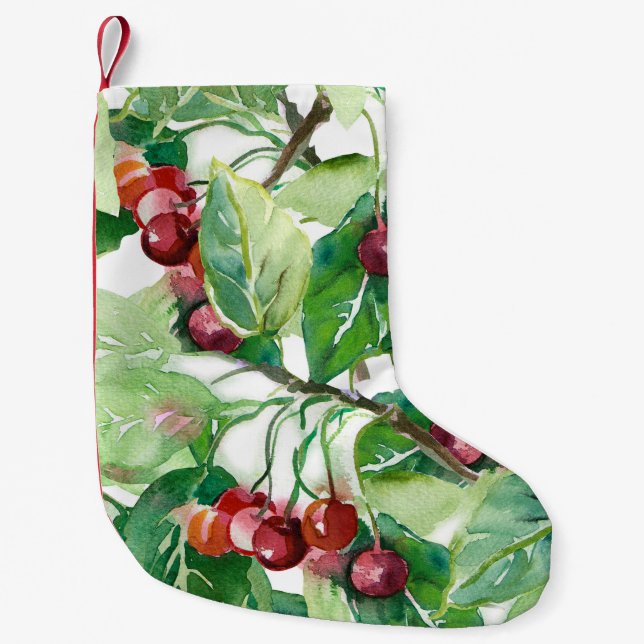 Cherry Seamless Pattern Small Christmas Stocking (Front)