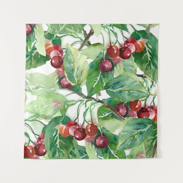 Cherry Seamless Pattern Tapestry (Front)