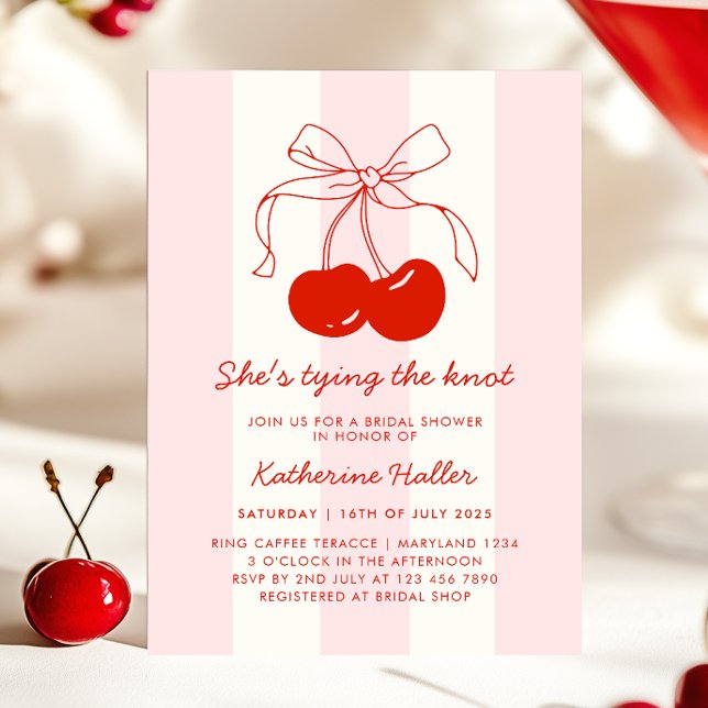 Cherry She's Tying the Knot Bridal Shower Invitation (Creator Uploaded)