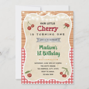 Cherry shower birthday party invitation