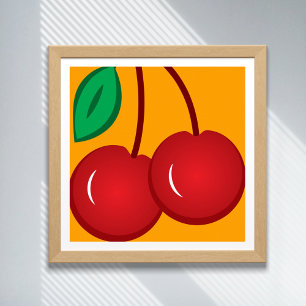Cherry Simple Red Orange Modern Fruit Illustration Poster