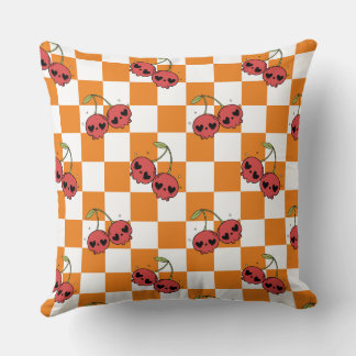 Cherry Skull Chequerboard – Cute Kawaii Vibes Cushion