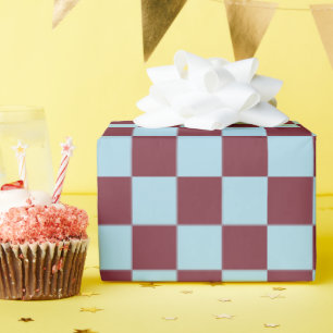 Cherry sky blue checks modern creative gift wrapping paper