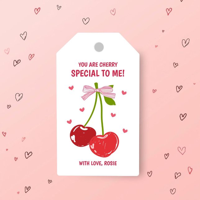 Cherry Special Valentine Gift Tag with Hearts (Creator Uploaded)