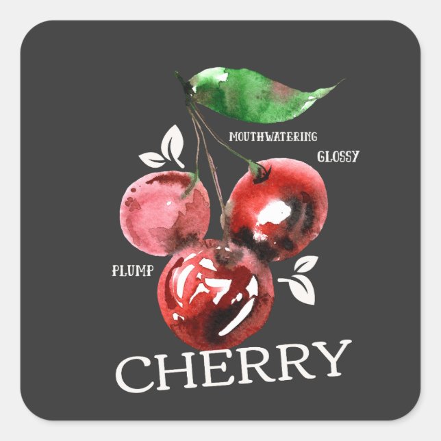 Cherry Square Sticker (Front)