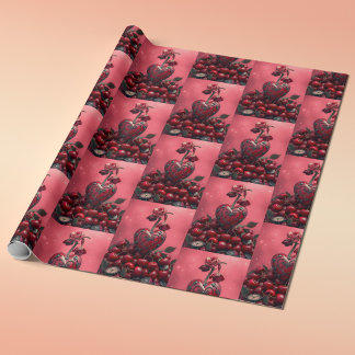 Cherry Steampunk Valentine Wrapping Paper