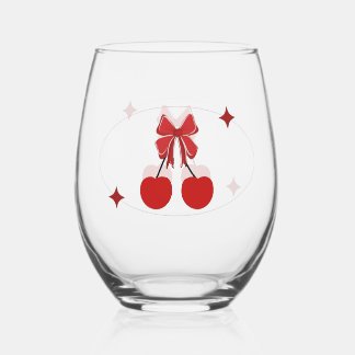 Cherry Stemless Wine Glass
