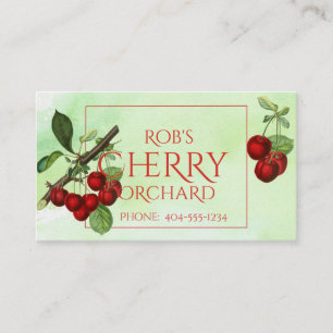 Cherry Stems on Green Business Card