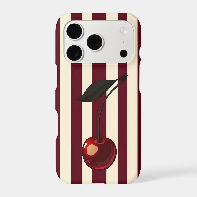 Cherry Stripe iPhone Case | Red Cream Stripes (Back)