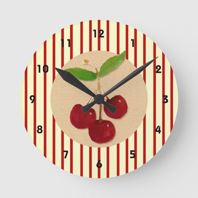 Cherry Stripe Wall Clock (Front)